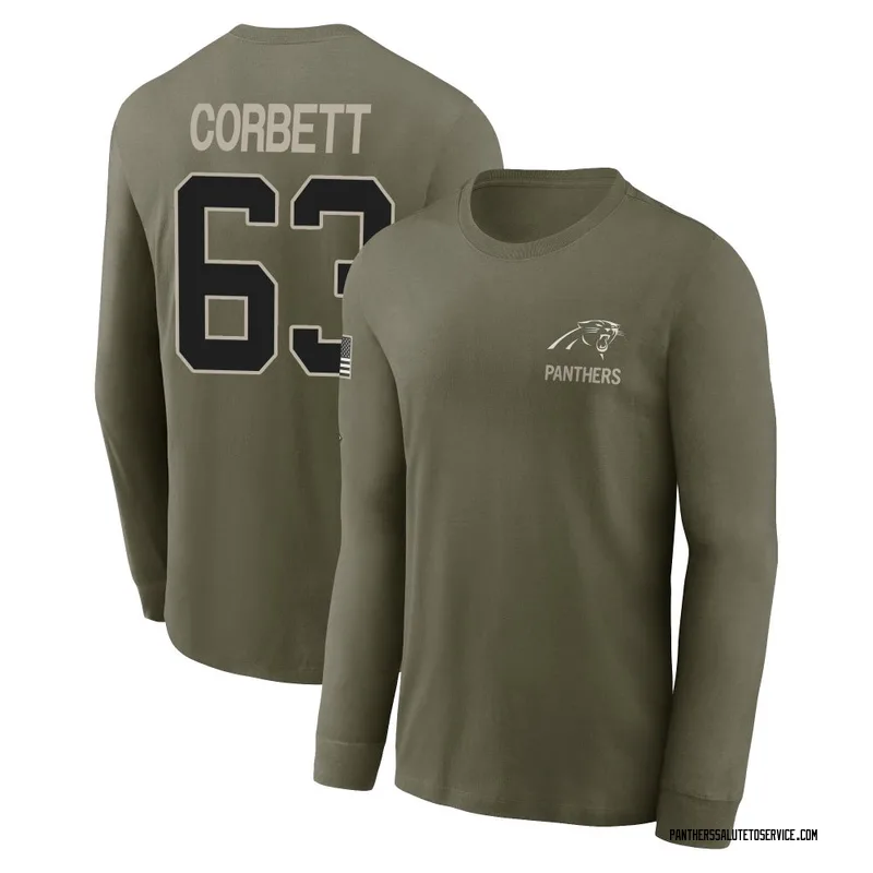Men's Austin Corbett Carolina Panthers Olive 2025 Salute to Service Sideline Long Sleeve T-Shirt