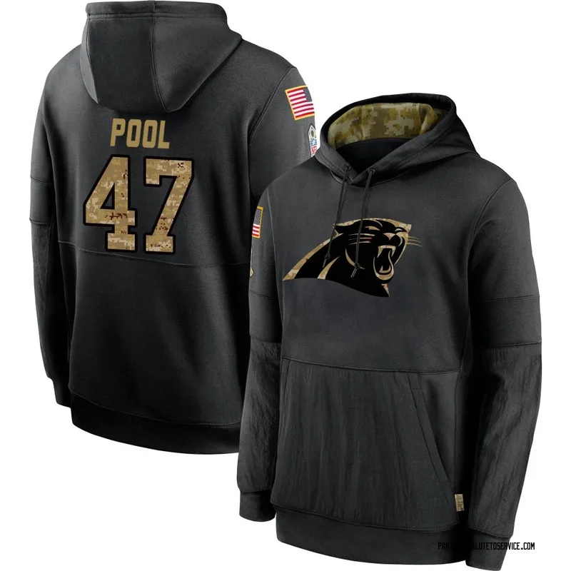 Men's Bumper Pool Carolina Panthers Black 2020 Salute to Service Sideline Performance Pullover Hoodie
