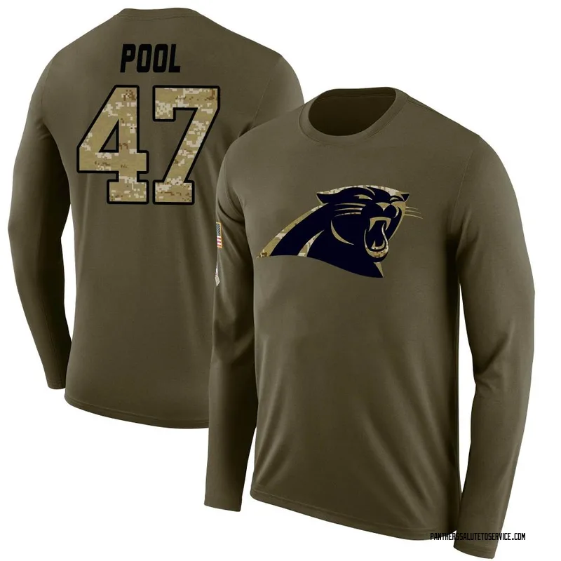 Men's Bumper Pool Carolina Panthers Legend Olive Salute to Service Sideline Long Sleeve T-Shirt