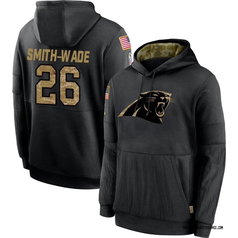 Men's Chau Smith-Wade Carolina Panthers Black 2020 Salute to Service Sideline Performance Pullover Hoodie