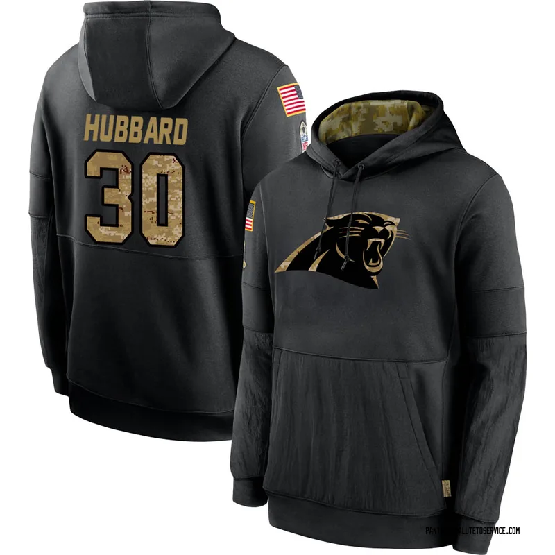 Men's Chuba Hubbard Carolina Panthers Black 2020 Salute to Service Sideline Performance Pullover Hoodie