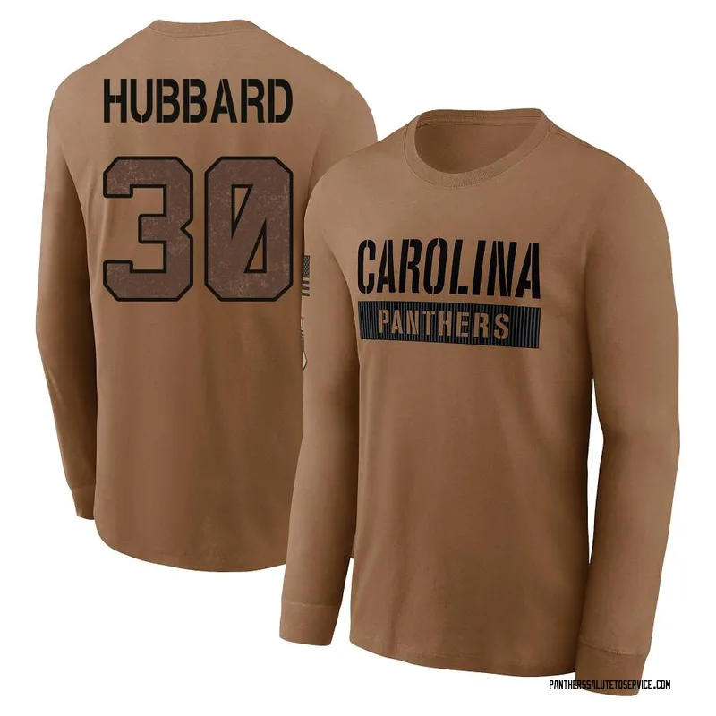 Men's Chuba Hubbard Carolina Panthers Brown 2023 Salute To Service Long Sleeve T-Shirt