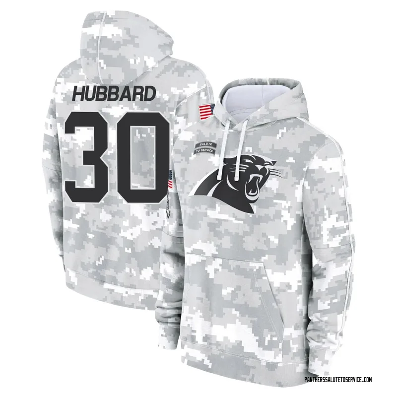 Men's Chuba Hubbard Carolina Panthers Camo Arctic 2024 Salute to Service Club Fleece Pullover Hoodie