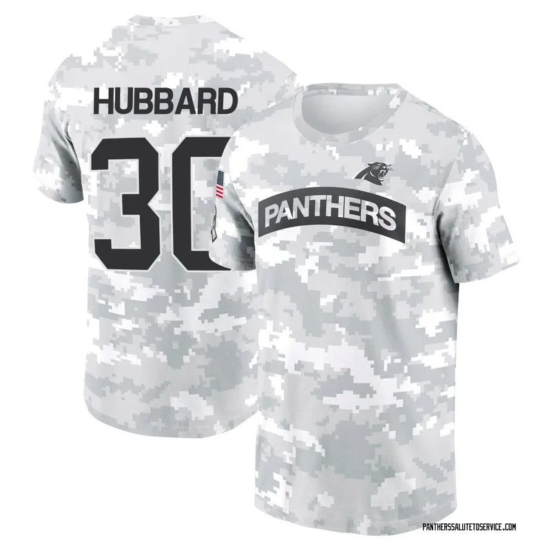 Men's Chuba Hubbard Carolina Panthers Camo Arctic 2024 Salute to Service Performance T-Shirt