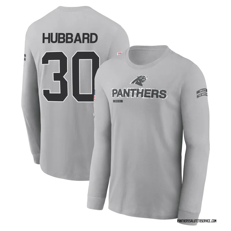 Men's Chuba Hubbard Carolina Panthers Gray 2024 Salute to Service Long Sleeve T-Shirt