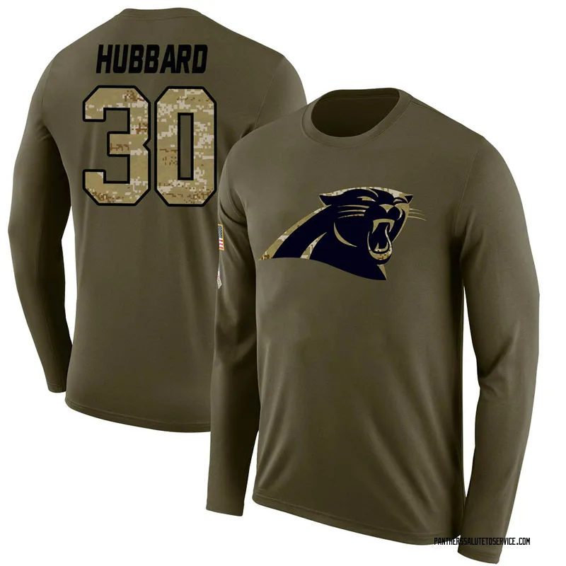 Men's Chuba Hubbard Carolina Panthers Legend Olive Salute to Service Sideline Long Sleeve T-Shirt
