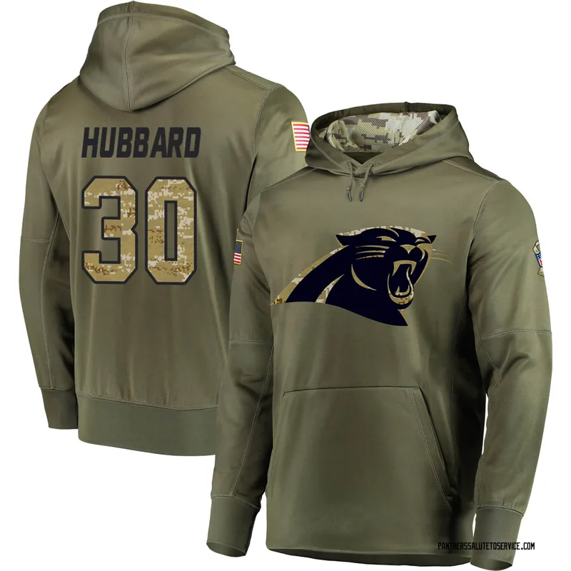 Men's Chuba Hubbard Carolina Panthers Olive Salute to Service Pullover Hoodie