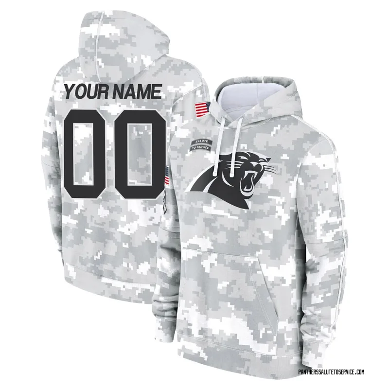 Men's Custom Carolina Panthers Camo Arctic 2024 Salute to Service Club Fleece Pullover Hoodie
