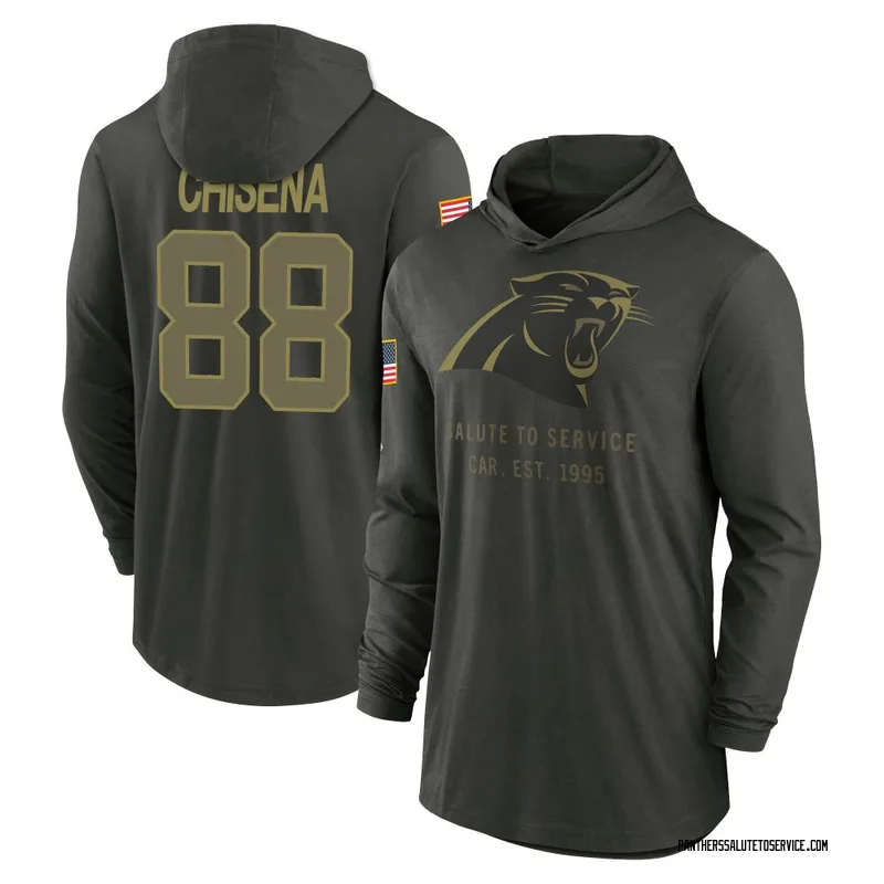 Men's Dan Chisena Carolina Panthers Green Forest/ 2025 Salute to Service Sideline Lightweight Hooded Pullover Long Sleeve T-Shir