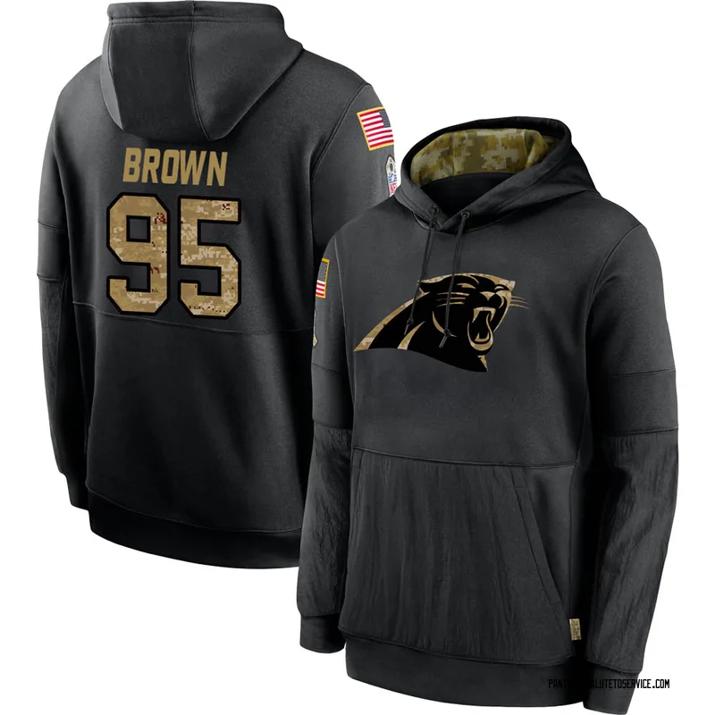 Men's Derrick Brown Carolina Panthers Black 2020 Salute to Service Sideline Performance Pullover Hoodie