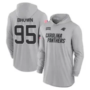 Men's Derrick Brown Carolina Panthers Gray 2024 Salute to Service Lightweight Performance Long Sleeve Hooded T-Shirt