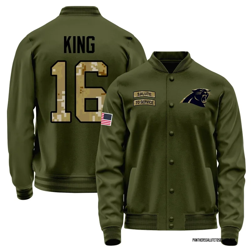 Men's Haynes King Carolina Panthers Olive Salute to Service Sideline Performance Jacket