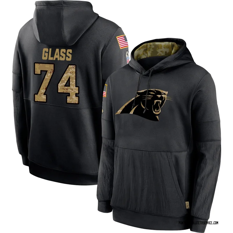Men's Isaia Glass Carolina Panthers Black 2020 Salute to Service Sideline Performance Pullover Hoodie