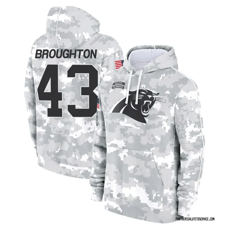 Men's JaTravis Broughton Carolina Panthers Camo Arctic 2024 Salute to Service Club Fleece Pullover Hoodie