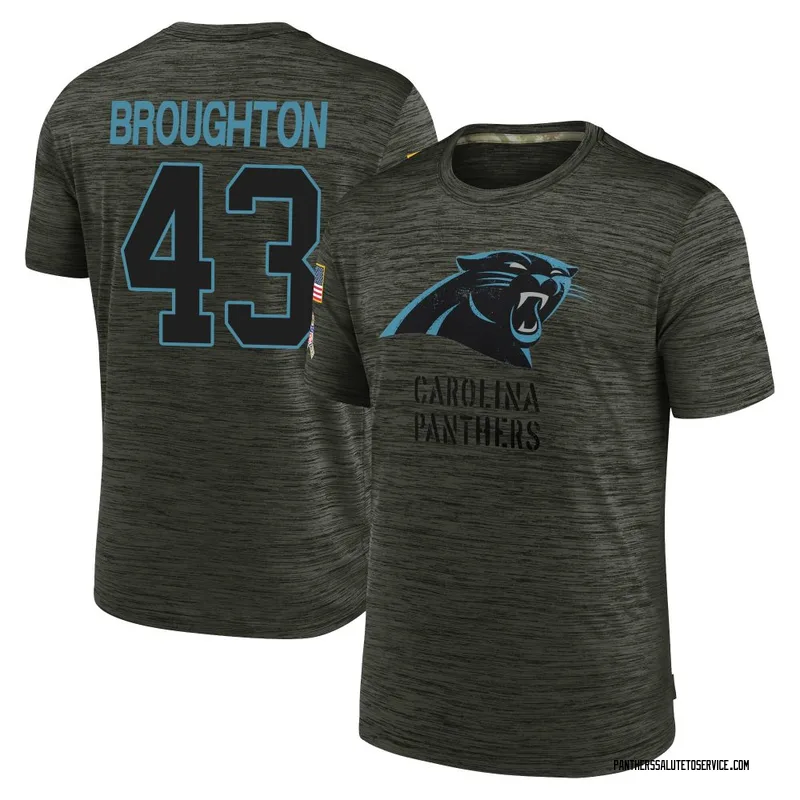 Men's JaTravis Broughton Carolina Panthers Olive 2025 Salute to Service Velocity T-Shirt