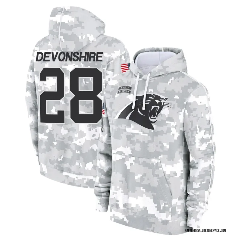 Men's M.J. Devonshire Carolina Panthers Camo Arctic 2024 Salute to Service Club Fleece Pullover Hoodie