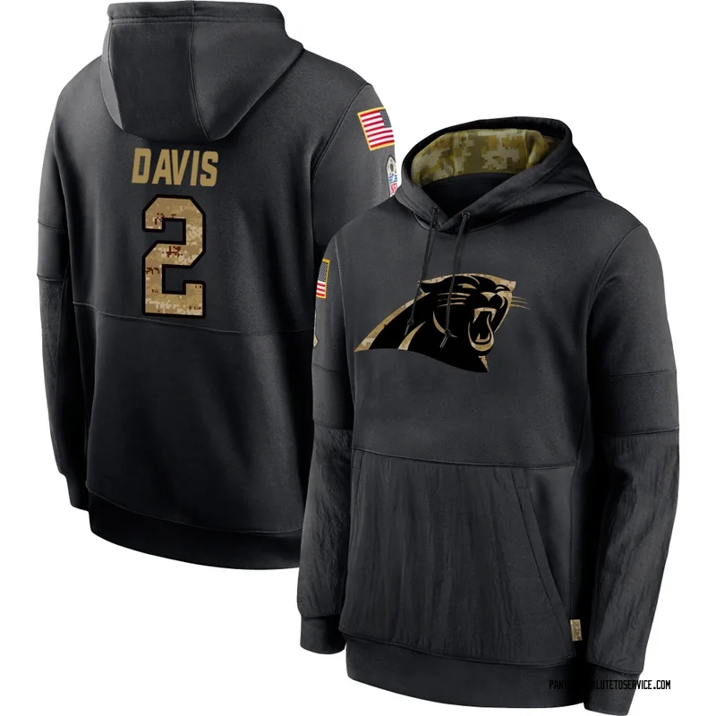 Men's Miles Davis Carolina Panthers Black 2020 Salute to Service Sideline Performance Pullover Hoodie