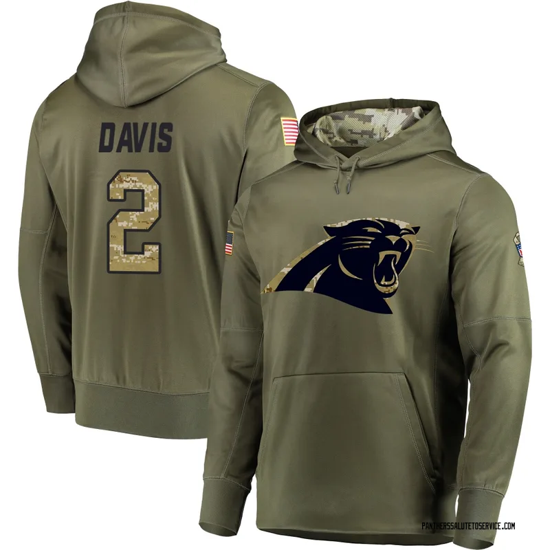 Men's Miles Davis Carolina Panthers Olive Salute to Service Pullover Hoodie