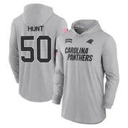 Men's Robert Hunt Carolina Panthers Gray 2024 Salute to Service Lightweight Performance Long Sleeve Hooded T-Shirt