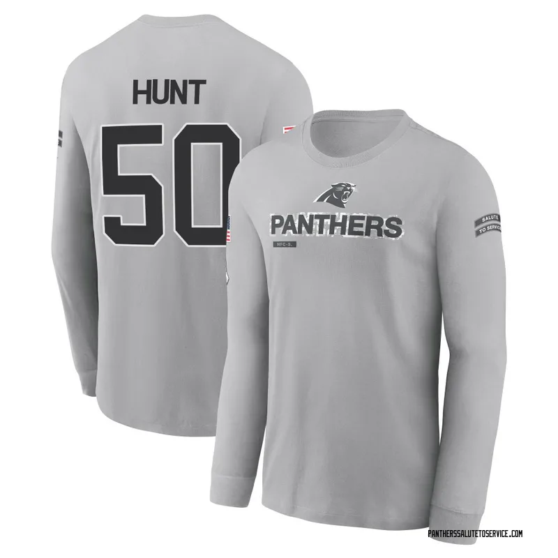 Men's Robert Hunt Carolina Panthers Gray 2024 Salute to Service Long Sleeve T-Shirt
