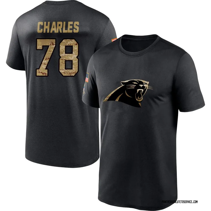 Men's Saahdiq Charles Carolina Panthers Black 2020 Salute To Service Performance T-Shirt