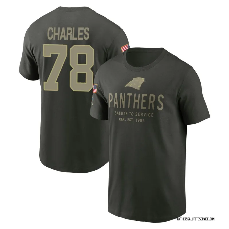 Men's Saahdiq Charles Carolina Panthers Green Forest/ 2025 Salute to Service Sideline Primary Edge T-Shirt