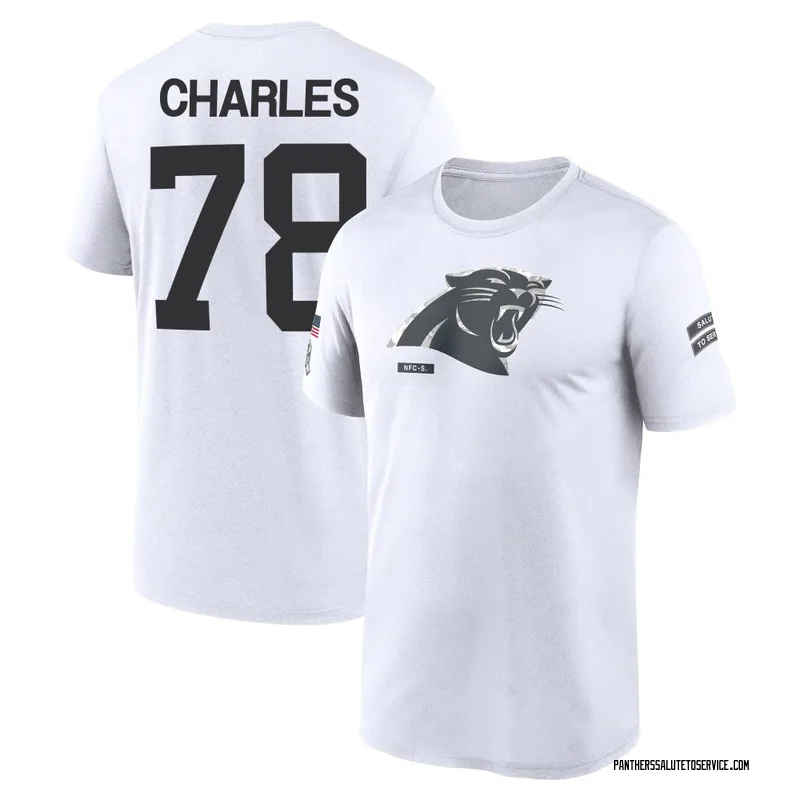 Men's Saahdiq Charles Carolina Panthers Legend White 2024 Salute to Service Performance T-Shirt