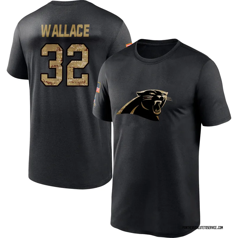 Men's Trevin Wallace Carolina Panthers Black 2020 Salute To Service Performance T-Shirt