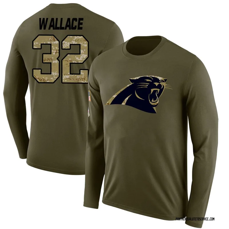 Men's Trevin Wallace Carolina Panthers Legend Olive Salute to Service Sideline Long Sleeve T-Shirt