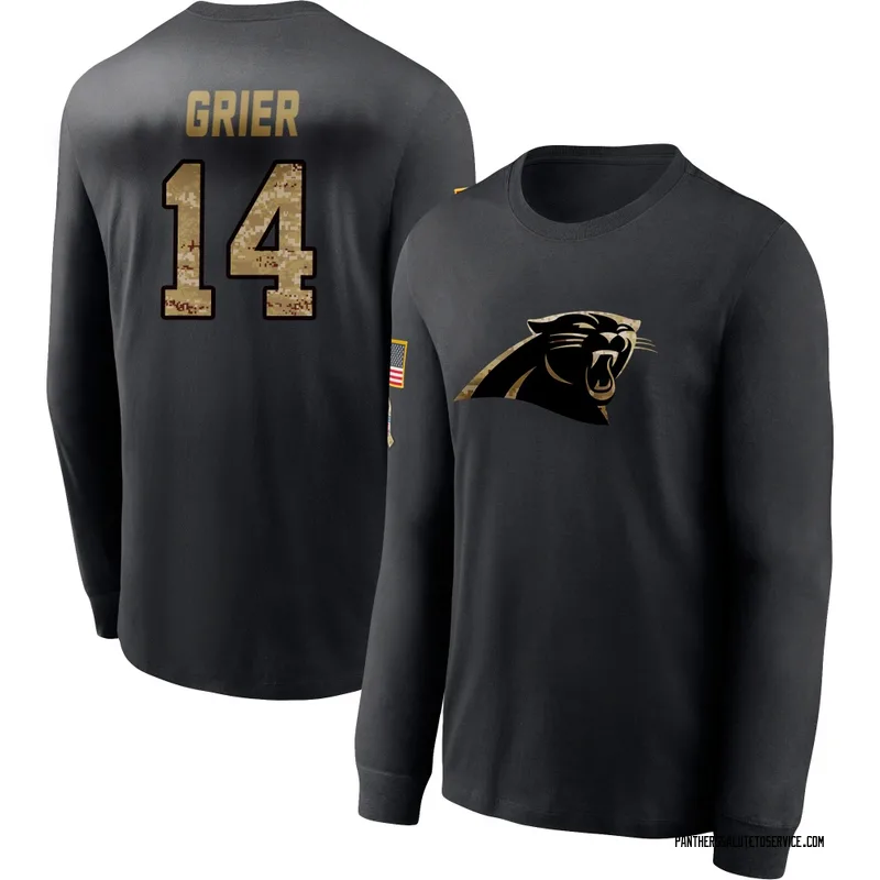 Men's Will Grier Carolina Panthers Black 2020 Salute To Service Sideline Performance Long Sleeve T-Shirt