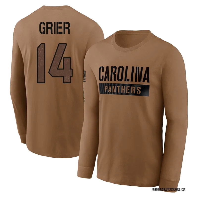 Men's Will Grier Carolina Panthers Brown 2023 Salute To Service Long Sleeve T-Shirt