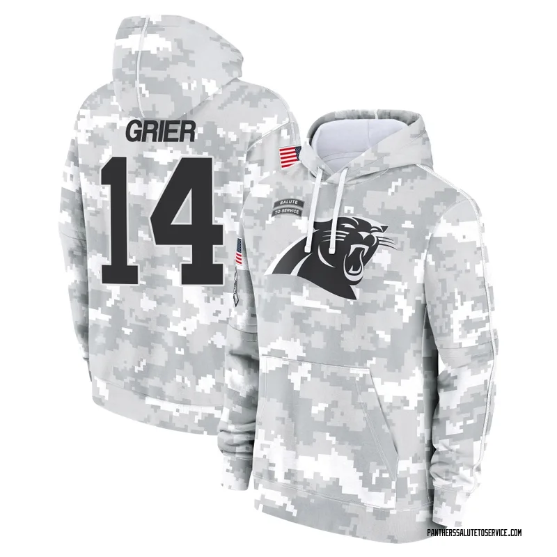Men's Will Grier Carolina Panthers Camo Arctic 2024 Salute to Service Club Fleece Pullover Hoodie