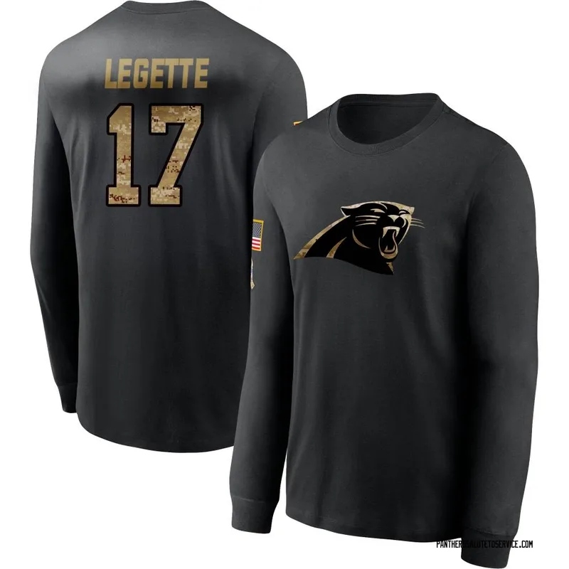 Men's Xavier Legette Carolina Panthers Black 2020 Salute To Service Sideline Performance Long Sleeve T-Shirt