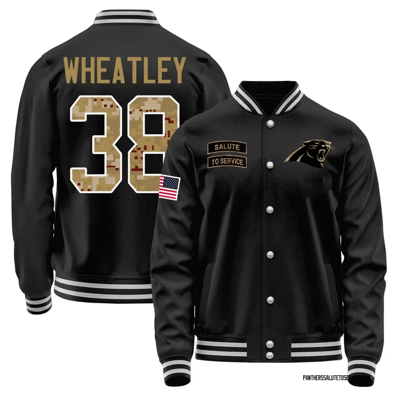 Men's Zakee Wheatley Carolina Panthers Black Salute to Service Sideline Performance Jacket