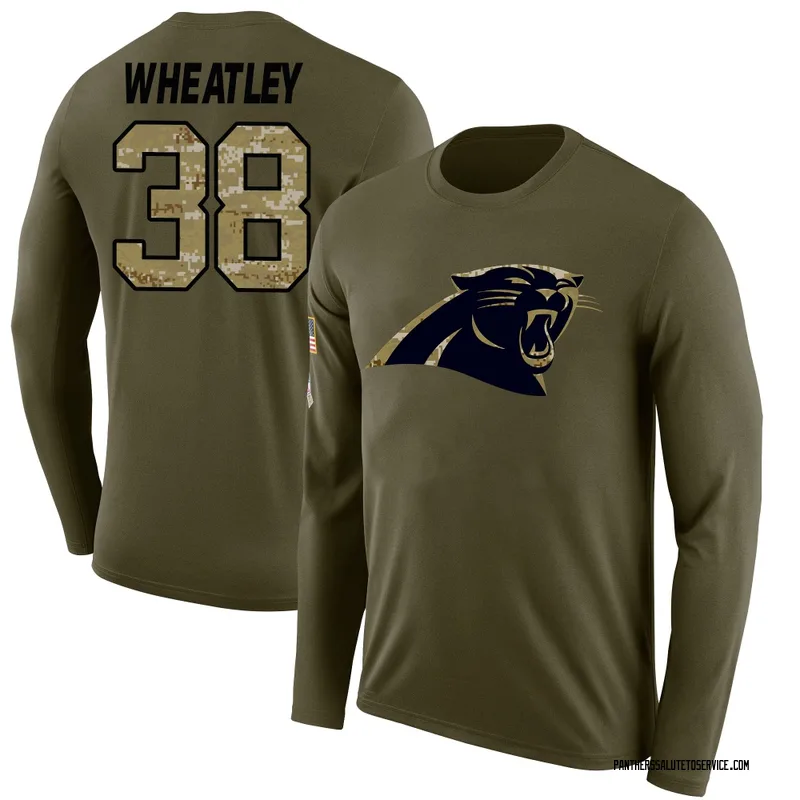 Men's Zakee Wheatley Carolina Panthers Legend Olive Salute to Service Sideline Long Sleeve T-Shirt