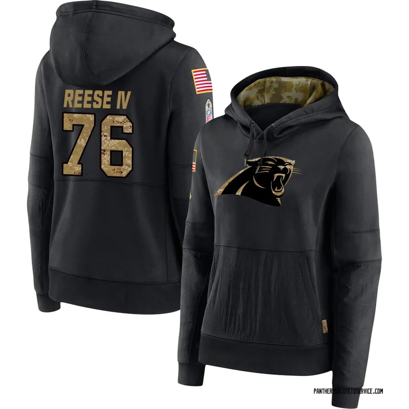 Women's Albert Reese IV Carolina Panthers Black 2020 Salute to Service Sideline Performance Pullover Hoodie