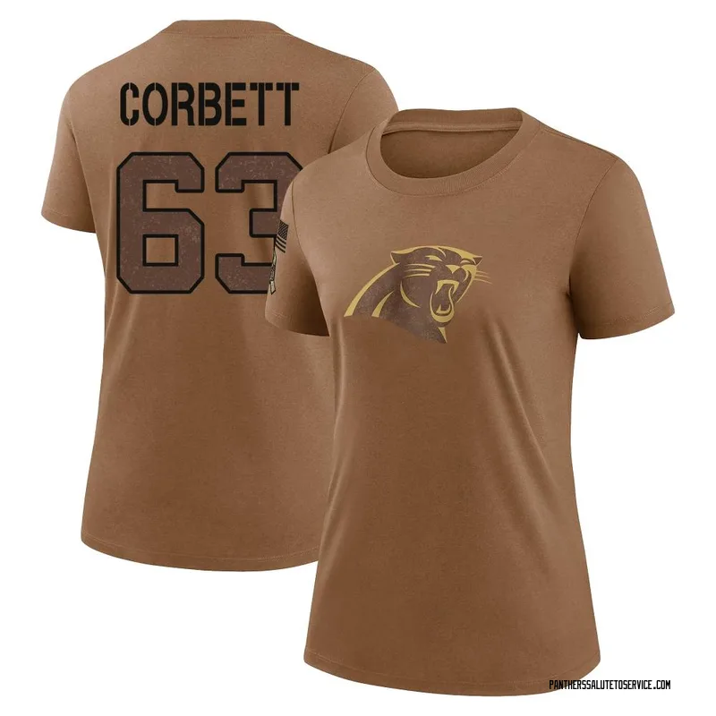 Women's Austin Corbett Carolina Panthers Legend Brown 2023 Salute To Service Performance T-Shirt