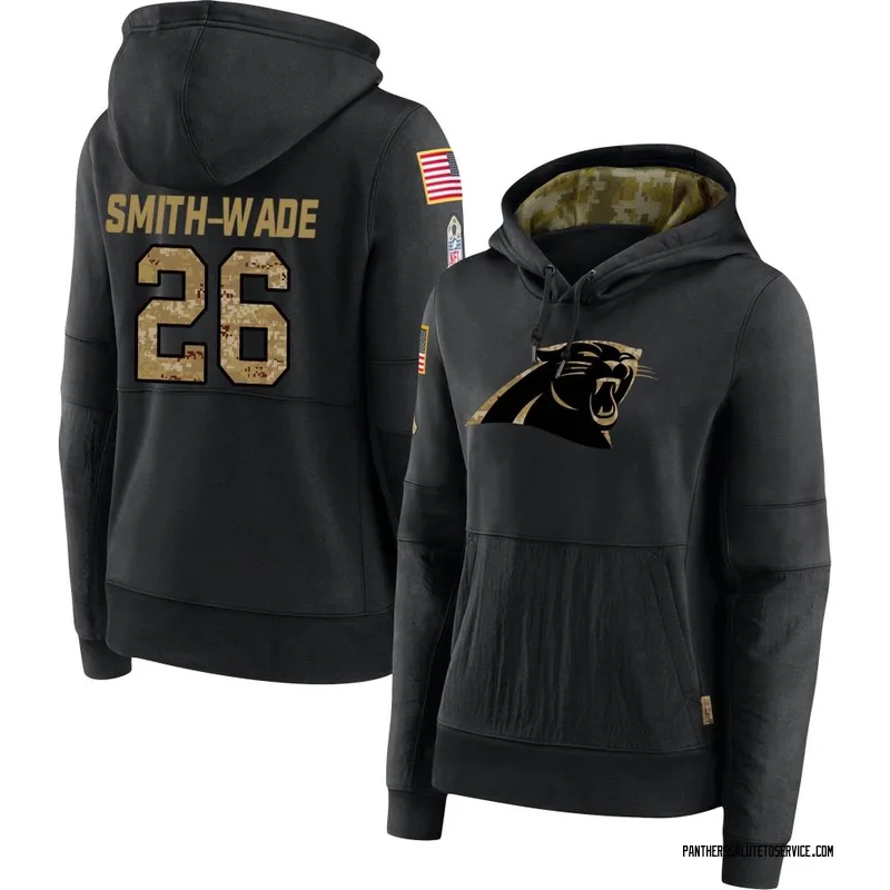 Women's Chau Smith-Wade Carolina Panthers Black 2020 Salute to Service Sideline Performance Pullover Hoodie