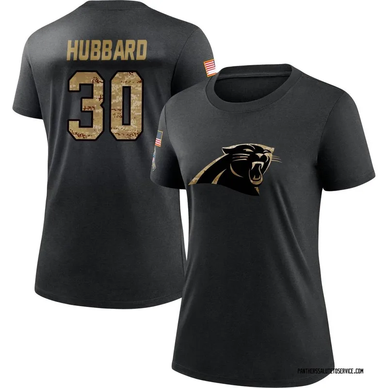 Women's Chuba Hubbard Carolina Panthers Black 2020 Salute To Service Performance T-Shirt