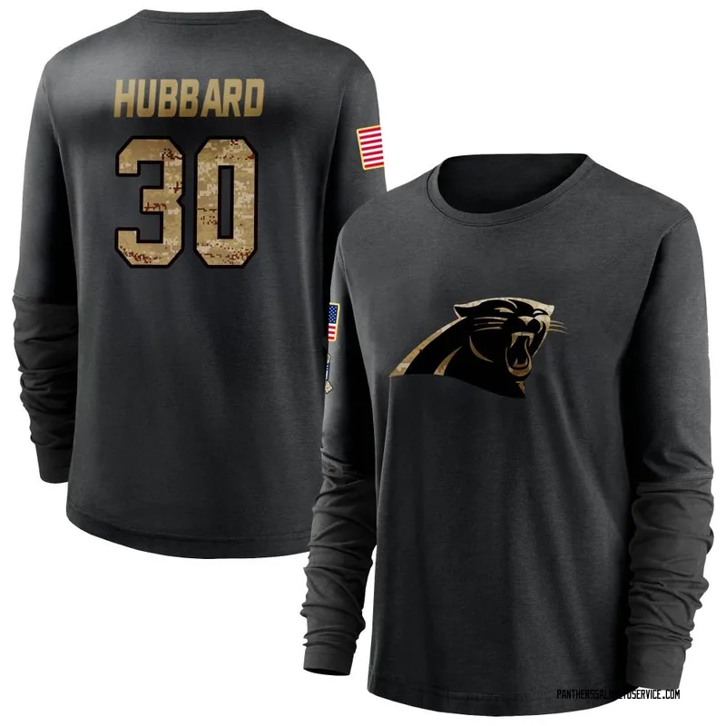 Women's Chuba Hubbard Carolina Panthers Black 2020 Salute To Service Sideline Performance Long Sleeve T-Shirt
