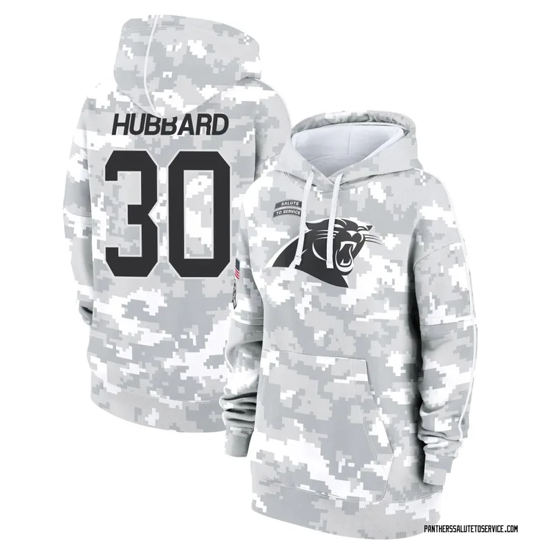 Women's Chuba Hubbard Carolina Panthers Camo Arctic 2024 Salute to Service Club Fleece Pullover Hoodie