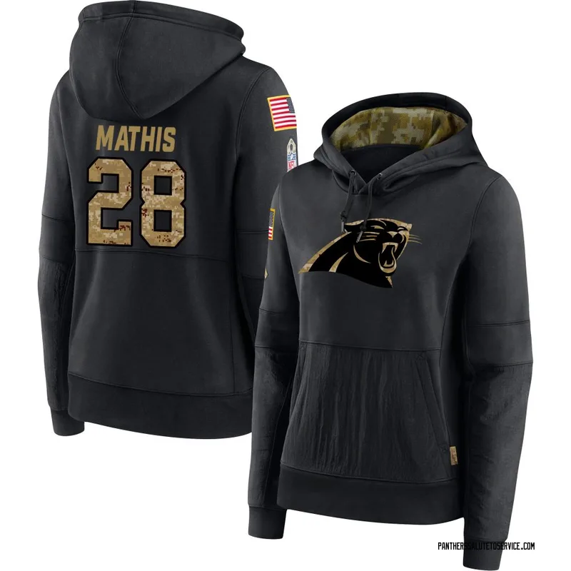 Women's Damarri Mathis Carolina Panthers Black 2020 Salute to Service Sideline Performance Pullover Hoodie