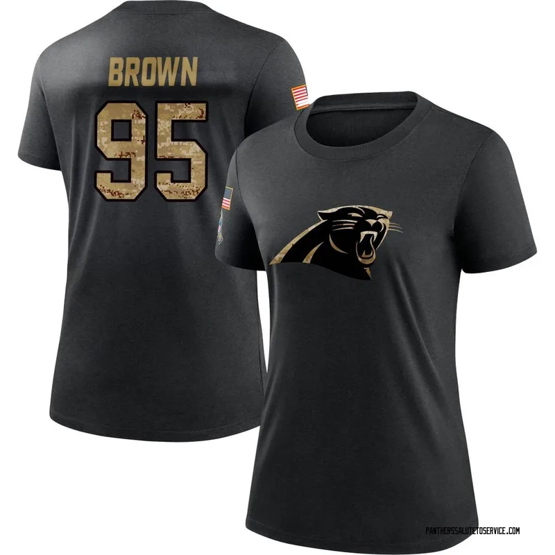 Women's Derrick Brown Carolina Panthers Black 2020 Salute To Service Performance T-Shirt