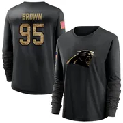 Women's Derrick Brown Carolina Panthers Black 2020 Salute To Service Sideline Performance Long Sleeve T-Shirt