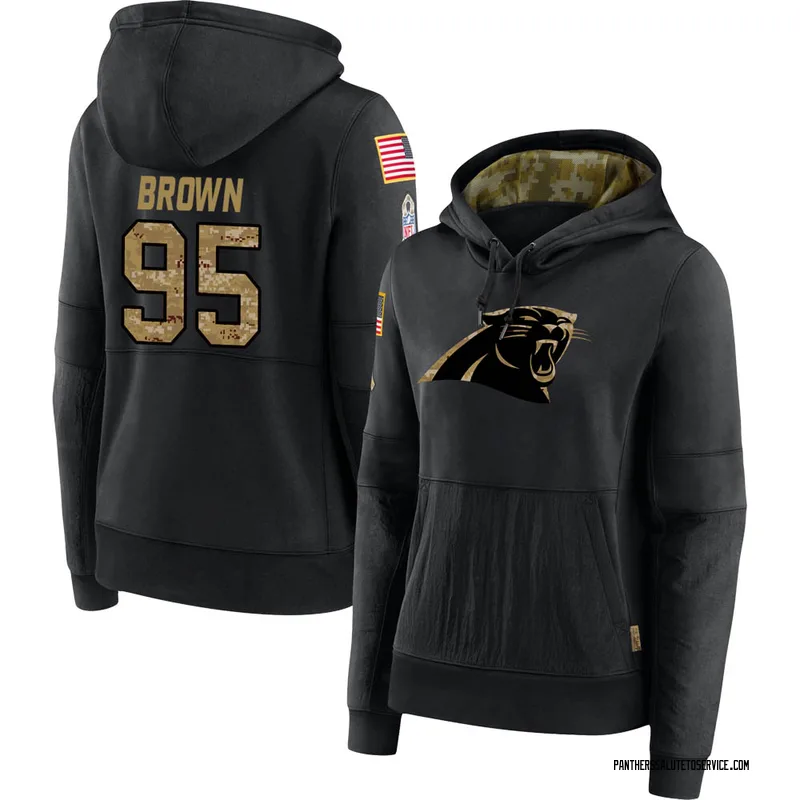 Women's Derrick Brown Carolina Panthers Black 2020 Salute to Service Sideline Performance Pullover Hoodie