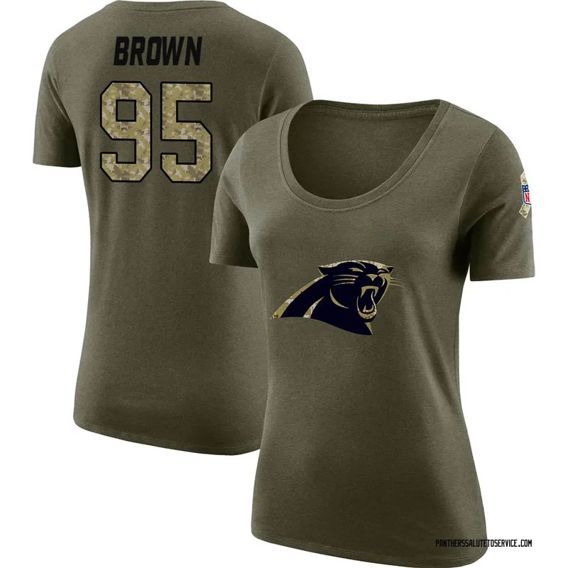 Women's Derrick Brown Carolina Panthers Legend Olive Salute to Service Scoop Neck T-Shirt