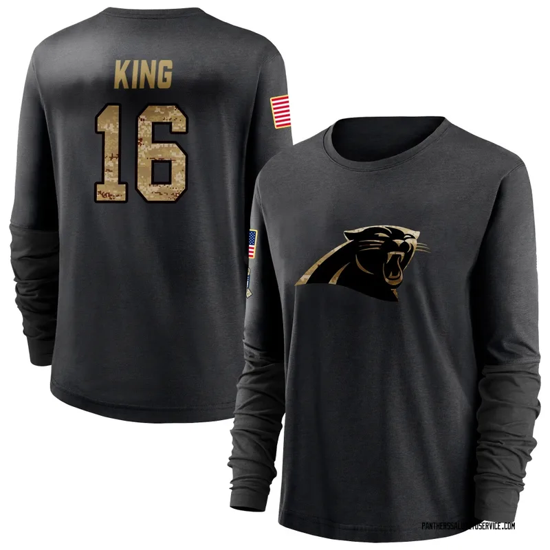 Women's Haynes King Carolina Panthers Black 2020 Salute To Service Sideline Performance Long Sleeve T-Shirt