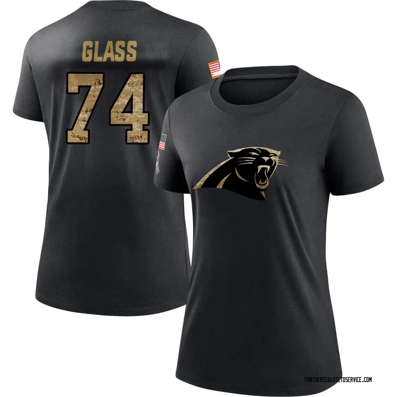 Women's Isaia Glass Carolina Panthers Black 2020 Salute To Service Performance T-Shirt