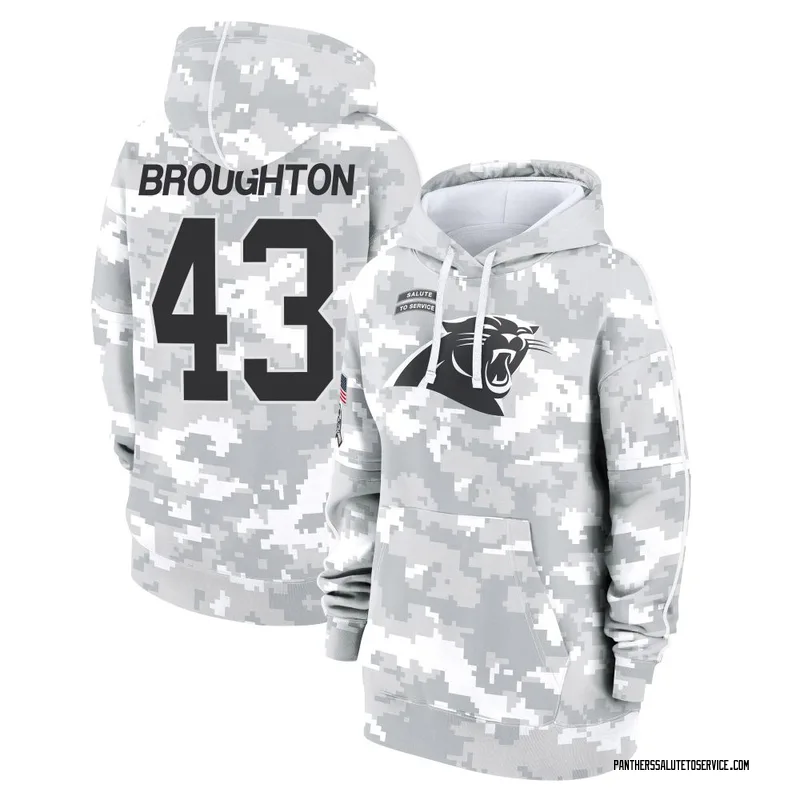 Women's JaTravis Broughton Carolina Panthers Camo Arctic 2024 Salute to Service Club Fleece Pullover Hoodie