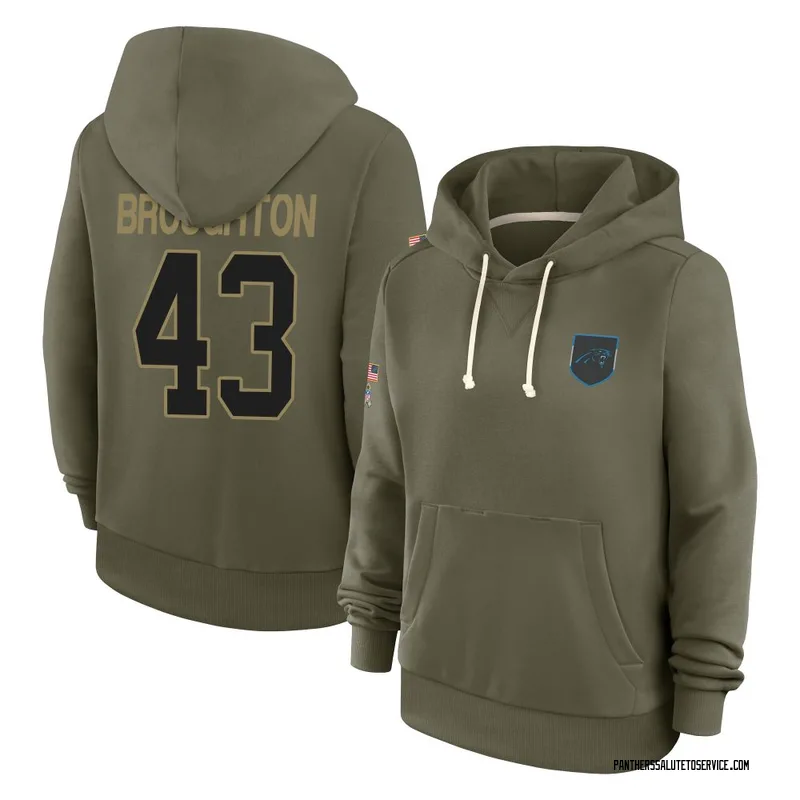 Women's JaTravis Broughton Carolina Panthers Olive 2025 Salute to Service Hoodie